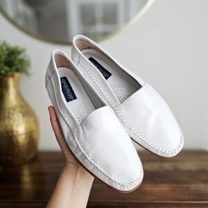 VTG Giorgio Brutini Le Glove White Leather Loafers 10.5 EEE Wide Made in Brazil